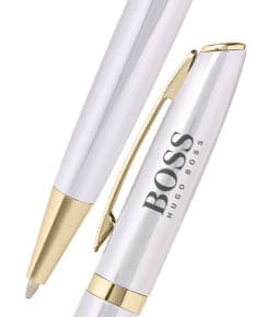 Caneta de metal prateada para escrita de negócios e estudos. Ideal para assinar documentos e fazer anotações com elegância e precisão. Adquira já a sua!