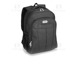 Mochila de couro preta para negócios e estilo pessoal. Com design moderno e elegante, ideal para transporte de laptop e