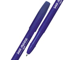 Caneta plástica com tampa carga seca para escrita precisa e confortável. Ideal para uso em escritório, escola ou em casa.