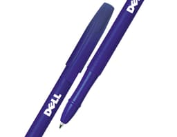 Caneta plástica colorida com tampa e carga seca para escrita suave e precisa. Ideal para uso no escritório, na escola ou em