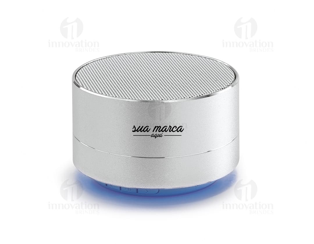 Caja de sonido moderna en aluminio con diseño elegante y brillante. Perfecta para su escritorio, ofreciendo calidad de sonido