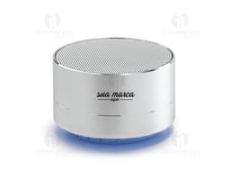Caja de sonido moderna en aluminio con diseño elegante y brillante. Perfecta para su escritorio, ofreciendo calidad de sonido