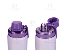 Garrafa térmica de 400ml, feita de plástico transparente, com tampa de metal e design clean. Ideal para manter a temperatura
