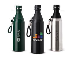Garrafa térmica de 500ml em plástico transparente, com tampa. Perfeita para armazenar líquidos como água, sucos ou chás.