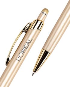 Caneta Metal Touch em prata e preto, ideal para escrita fina e detalhada. Sucesso garantido para assinaturas, contratos e desenhos.