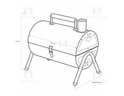 Portable grill in black metal with a modern design. A portable technology device for use in indoor and outdoor settings.