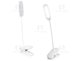 Luminária de mesa recarregável em design moderno e 3D, com botão de ligar e desligar, conexão USB para recarga, ícone digital
