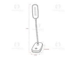 Luminária de mesa recarregável em design moderno e 3D, com botão de ligar e desligar, conexão USB para recarga, ícone digital