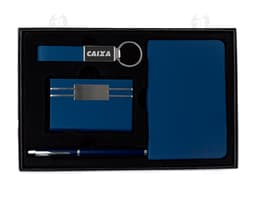 Kit Executivo 4 Peças em preto e amarelo, com ícones de notebook, diskette, ícone de pasta e ícone de mensagem em destaque.