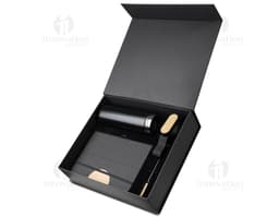 Office kit containing a notebook, tech equipment, various items, mobile phone, makeup products, facial brush, nail polish