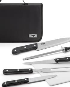 Kit churrasco em maleta de couro sintético com acabamento em alumínio. Perfeito para suas viagens de negócios ou para um passeio com a família. Leve e prático, ideal para os amantes de um bom churrasco. Leve já o seu!