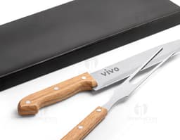 Kit churrasco completo com faca de aço inoxidável, tesoura e utensílios para cortar! Prático, resistente e ideal para a sua