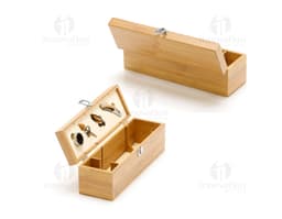 Kit de vino en bambú y zinc que contiene 5 piezas, incluyendo abridor, cortador de lacre, termómetro, tapa y anillo.