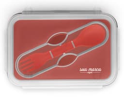 Marmita retrátil em silicone de 640ml com uma variedade de alimentos saudáveis, como ervilhas, frutas, legumes e legumes