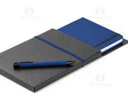 Kit de caderno e esferográfica para manter sua organização em dia. Ideal para anotar importantes dados e fatos do seu