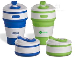 Copo de silicone retrátil de 350ml, ideal para o seu café da manhã ou refrescar-se durante o dia. Feito de material