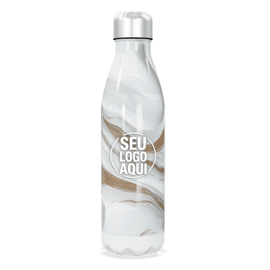 Garrafa Inox Marmorizada Branco E Dourado personalizado