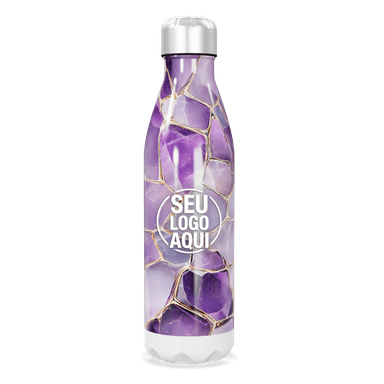 Garrafa Inox Roxa Com Estampa Geométrica personalizado