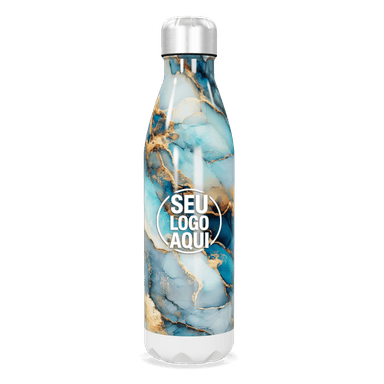 Garrafa Inox Marmorizada Azul personalizado