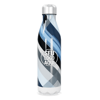 Garrafa Inox Azul Com Listras personalizado