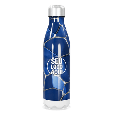 Garrafa Inox Azul Design Geométrico personalizado