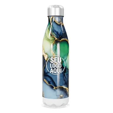 Garrafa Inox Estampa Mármore Verde Azul personalizado