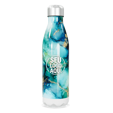Garrafa Inox Estampa Mármore Azul personalizado