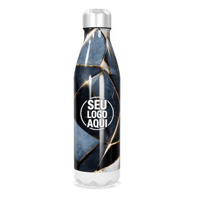 Garrafa Inox Design Marmorizado Azul personalizado