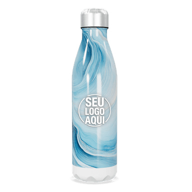 Garrafa Inox Azul Marmorizada personalizado
