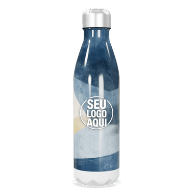 Garrafa Inox Azul Com Estampa Ondulada personalizado