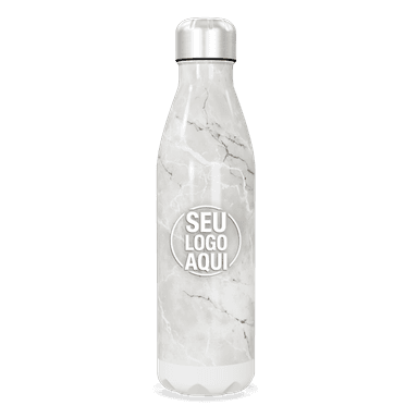 Garrafa Inox Mármore Branco 500ml personalizado