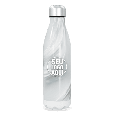 Garrafa Inox Marmorizada Branca personalizado