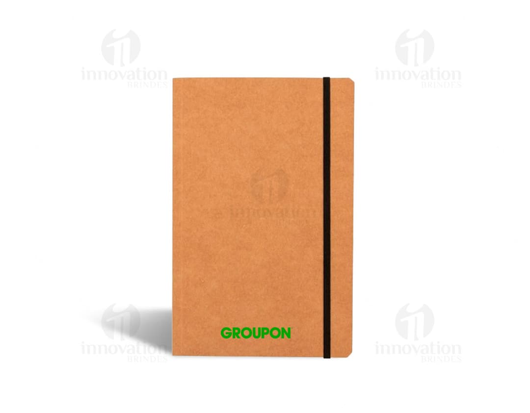 Caderneta tipo Moleskine 21x13,8 cm - Embalagem de papel reciclável. Ideal para armazenar documentos e notas. Pedido vazio