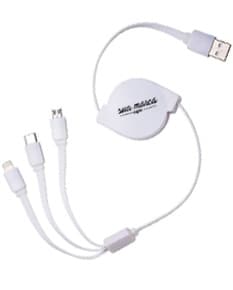 Cabo USB retrátil 3 em 1 - Conecte-se facilmente a diferentes dispositivos com este cabo prático e versátil. Compatível com diversas tecnologias e equipamentos, é ideal para transferência de dados e carregamento. Seu design retrátil garante praticidade e organização, sendo perfeito para uso em casa, no trabalho ou em viagens. Conecte-se sem complicações com o cabo USB retrátil 3 em 1. Adquira já o seu!