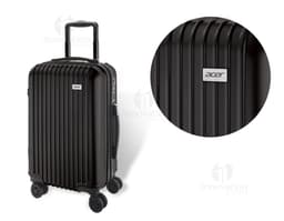 Mala de viagem executivo moderna em couro preto, com alça de aço e design elegante. O produto possui compartimentos internos