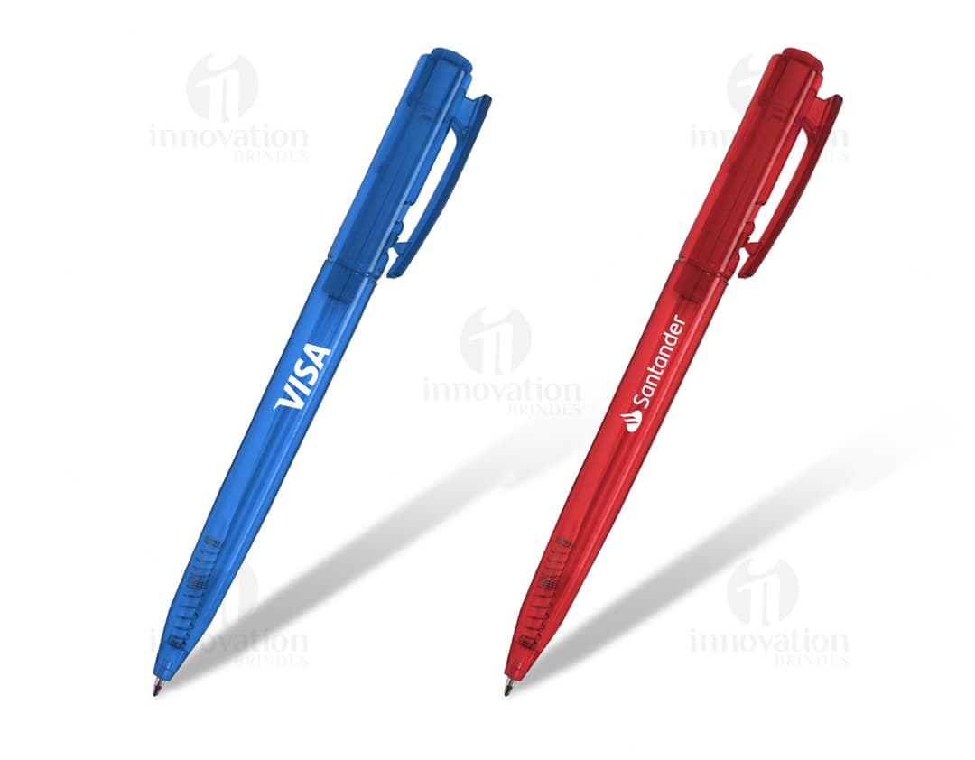 Caneta Plástica Translúcida - Ideal para escrita e desenho, esta caneta é perfeita para escritório, escola ou uso pessoal.