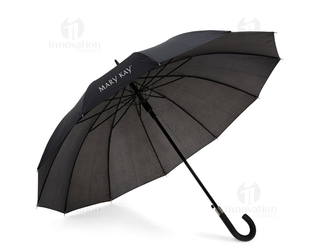 Guarda-chuva de 12 varetas em nylon resistente, perfeito para te proteger da chuva ou do sol. Design moderno e colorido para