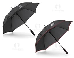 Guarda-chuva preto de nylon resistente para proteção contra chuva e sol. Design profissional e seguro, ideal para as estações