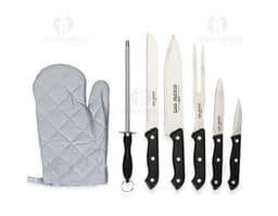Kit churrasco 7 peças, ideal para os amantes de um bom churrasco. Este kit vem em uma capa de couro elegante e moderna
