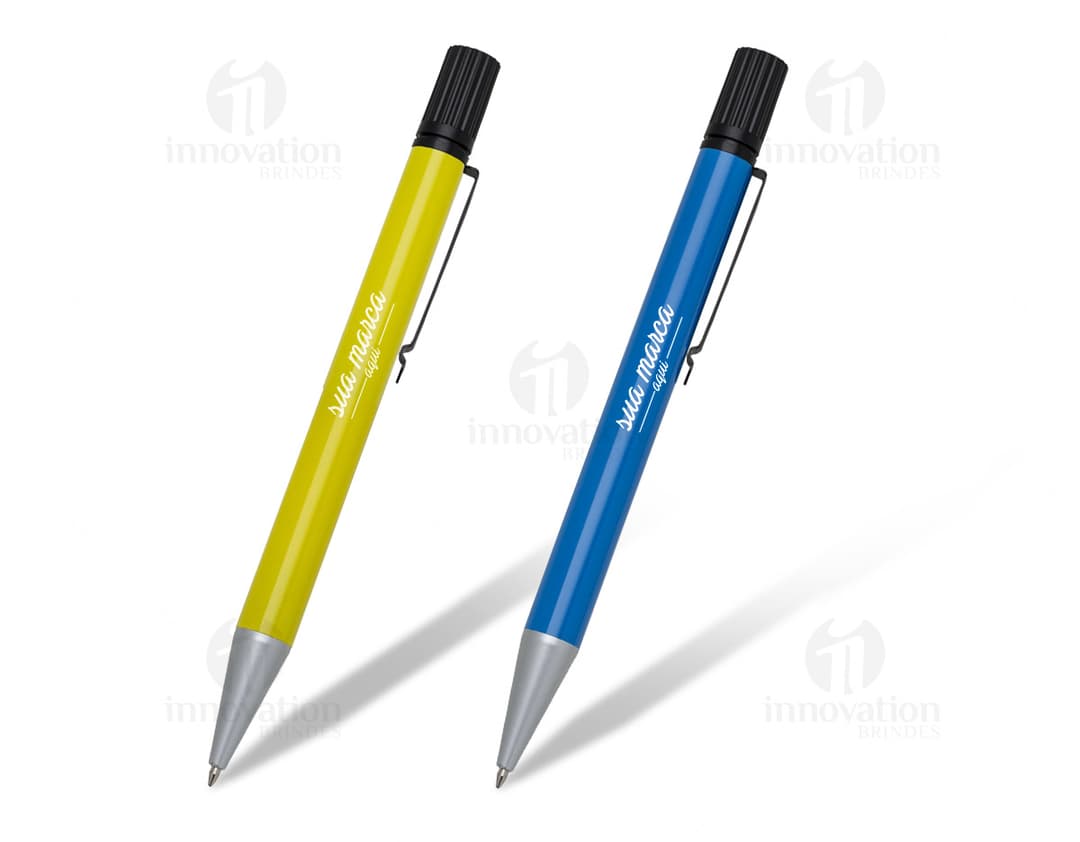 Caneta de metal marca texto para escrita suave e marcante. Ideal para uso no escritório, escola ou em casa. Design elegante e