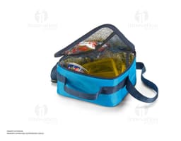 Luxury black thermal bag for travel and outings. With a leather strap and modern zipper, it is perfect for safely
