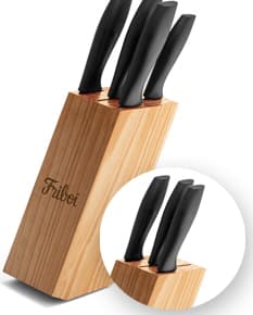 Suporte para Facas em Aço Inox e Madeira - Organize sua cozinha com estilo e praticidade com este elegante suporte para facas. Feito em aço inoxidável e madeira, é o utensílio ideal para manter suas facas sempre ao alcance das mãos. Perfeito para chefs profissionais e amantes da culinária. Adquira já o seu!