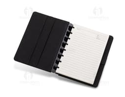 Bloco de anotações de couro com detalhes em branco, perfeito para o dia a dia de trabalho. Ideal para manter suas ideias
