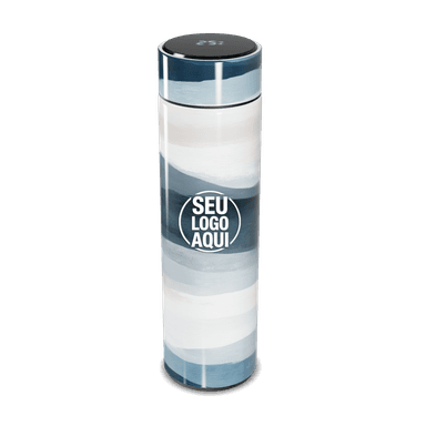 Garrafa Térmica Touch Listras Azul E Branco personalizado