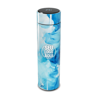 Garrafa Térmica Touch Azul Marmorizada personalizado
