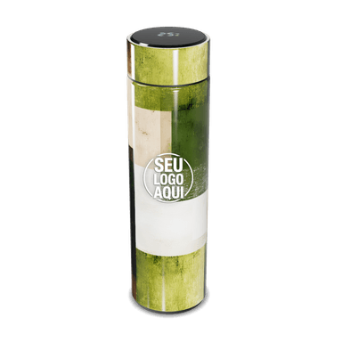 Garrafa Térmica Touch Estampa Verde E Branca personalizado