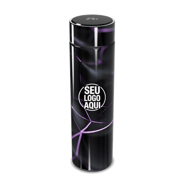 Garrafa Térmica Touch Preta Com Led E Design Roxo personalizado