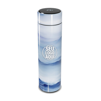 Garrafa Térmica Touch Azul Com Estampa Paisagem personalizado
