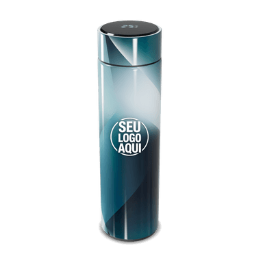 Garrafa Térmica Touch Azul Metálico Digital personalizado