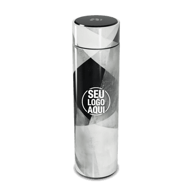 Garrafa Térmica Touch Preto Branco Geométrico personalizado